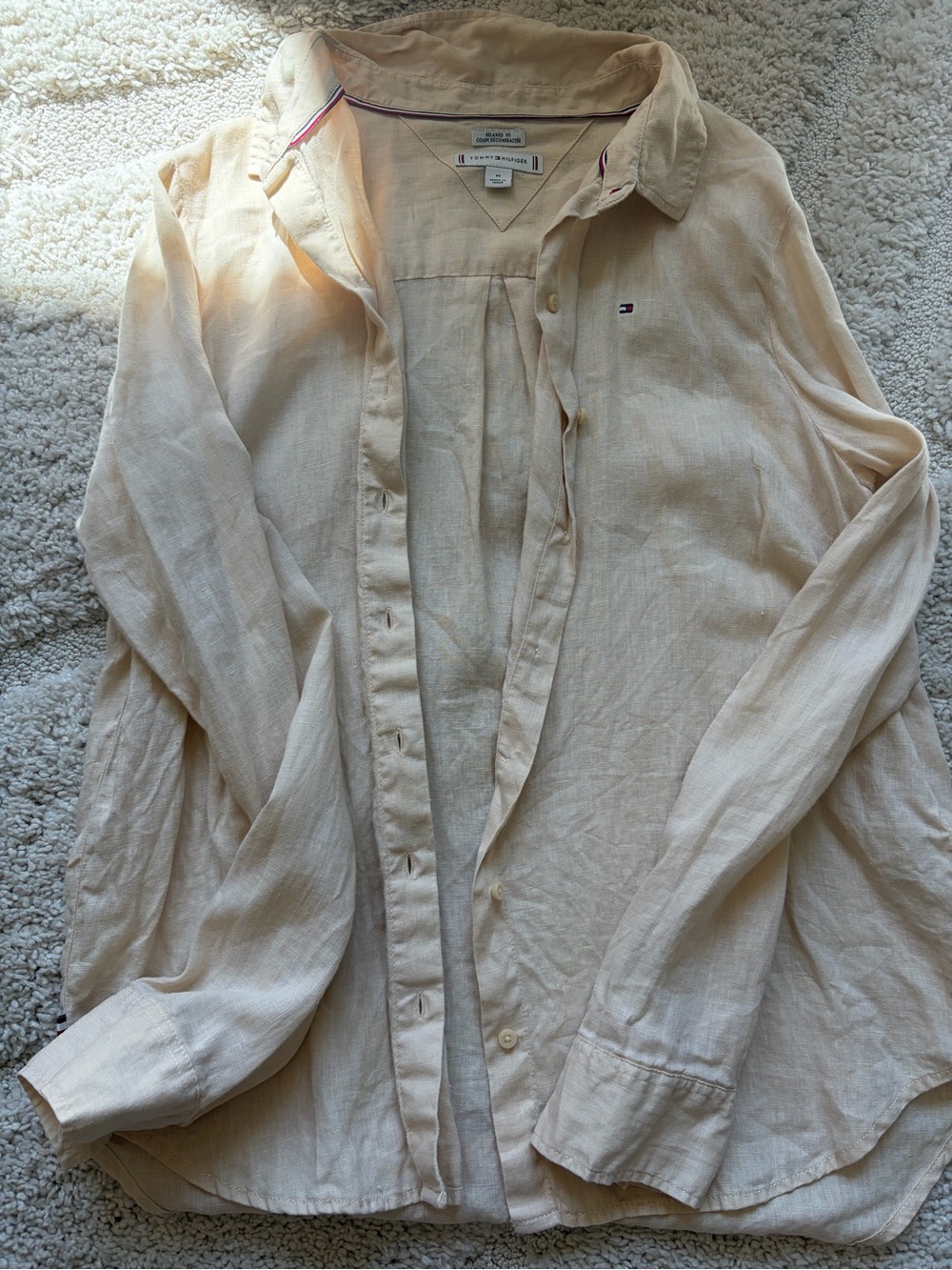 Tommy Hilfiger Cream Linen Button-Up Shirt